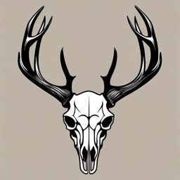 Basic deer skull silhouette, an uncomplicated emblem of wilderness.  simple color tattoo style