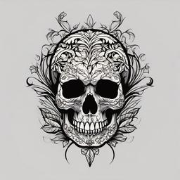 skull and vine tattoo  simple vector color tattoo