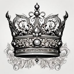 Crown Tattoo-Regal and ornate crown design with intricate details, symbolizing royalty and power. Colored tattoo designs, minimalist, white background.  color tattoo, minimal white background