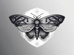 Moth Death Tattoo - Embrace symbolism and mystique with a tattoo featuring a moth design associated with themes of death and transformation.  simple vector color tattoo, minimal, white background