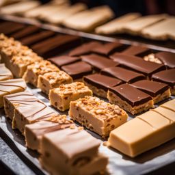 spanish turron, nougat confection, devoured at a lively flamenco street performance. 