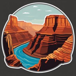 Grand Canyon sticker- Massive canyon carved by the Colorado River, , sticker vector art, minimalist design