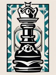 Chess King Tattoo - Symbolize power and strategy.  minimalist color tattoo, vector