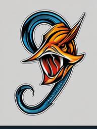 Fish Hook Tattoo-Bold and dynamic tattoo featuring a fish hook, perfect for fishing enthusiasts and those who appreciate the sport.  simple color vector tattoo