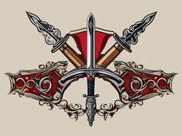 medieval sword tattoo  simple vector color tattoo