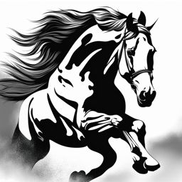 horse clipart black and white - galloping with grace. 