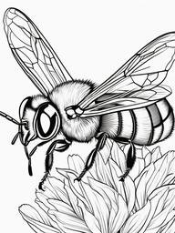 Bumblebee Coloring Pages - Bee with a detailed close-up of its wings  simple coloring pages