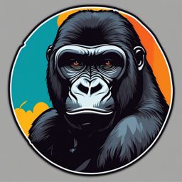 Gorilla Sticker - A powerful gorilla with a contemplative expression. ,vector color sticker art,minimal
