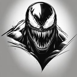 drawing of Venom with a menacing look  minimal rough sketch scribbles,doodles,black and white