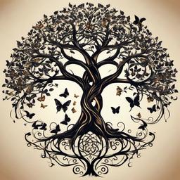 tree of life with butterflies tattoo  