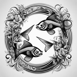 pisces tattoo black and white design 