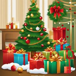 Christmas Pictures clipart - Christmas gifts under the tree  vector clipart