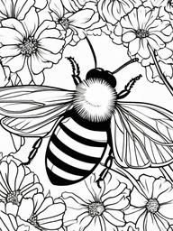 Bumblebee Coloring Pages - Bee sleeping inside a flower at night  simple coloring pages