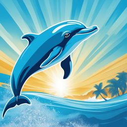 dolphin clipart: leaping joyfully in the clear blue ocean. 