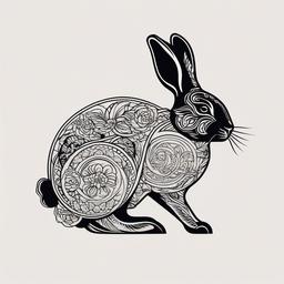 chinese zodiac rabbit tattoo  minimalist color tattoo, vector