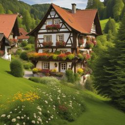 half-timbered cottages, with their whimsical charm, nestle among the rolling hills of bavaria, germany. 