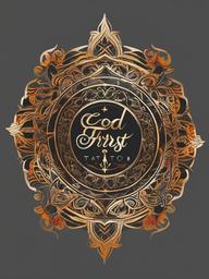God First Tattoo-Bold and declarative tattoo with the phrase God First, capturing themes of faith and spiritual prioritization.  simple color vector tattoo
