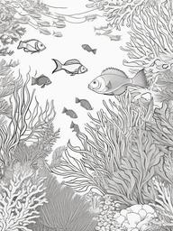 Fish Coloring Pages - Fish swimming through a coral garden  simple coloring pages