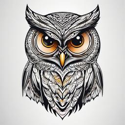 Tattoo of a Owl - Express your love for owls with a beautifully crafted tattoo.  simple color tattoo,vector style,white background