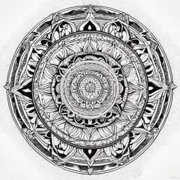 Mandala of Destiny - Discover the intricate patterns of fate with a mandala-inspired tattoo of destiny.  outline color tattoo,minimal,white background