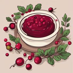 Cranberry Sauce in a bowl Clipart -color vector clipart, minimal style  , vector illustration, clipart