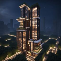 modern skyscraper in a bustling city - minecraft house design ideas 