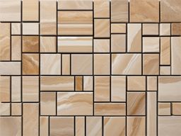 Travertine mosaic tile arrangement top view, product photoshoot realistic background, hyper detail, high resolution