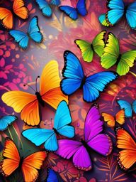 Butterfly Wallpaper - Colorful Butterflies on a Floral Background wallpaper splash art, vibrant colors, intricate patterns