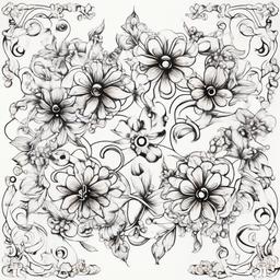 Gemini flower beads  ,tattoo design, white background