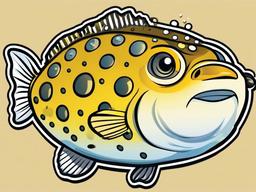 Pufferfish Cartoon - Cartoon of pufferfish all puffed up  