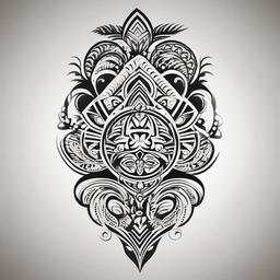 Hawaiian Polynesian Tattoo - Embrace the fusion of Polynesian and Hawaiian cultural elements in a captivating tattoo.  simple vector color tattoo,minmal,white background