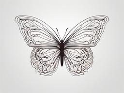 tattoo butterfly outline  simple color tattoo, minimal, white background