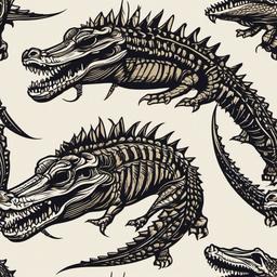 alligator skeleton tattoo  simple vector color tattoo