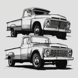 drawings of old trucks  minimal rough sketch scribbles,doodles,black and white