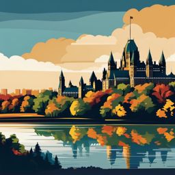 Ottawa clipart - Parliament Hill and Ottawa River, ,color clipart vector style