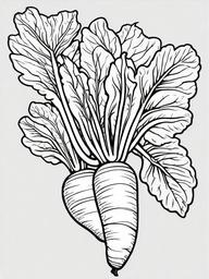 Vegetable Coloring Pages - Parsnip with leafy top  simple coloring pages