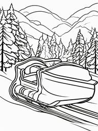 Holiday Sled Coloring Pages - Classic Winter Fun on Snow  minimal black outline printable sheet, coloring page