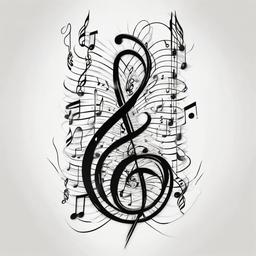 Music within dna strand  ,tattoo design, white background