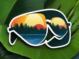 Sunglasses with Reflection in Nature Sticker - Sunglasses with a reflection of nature, ,vector color sticker art,minimal