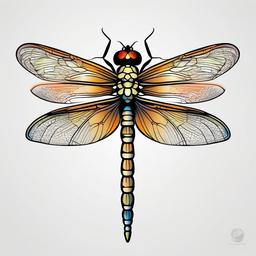 Dragon Fly Tattoo Design - Tattoo design specifically focused on the elegance of a dragonfly.  simple color tattoo,minimalist,white background