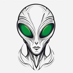 Simple Alien Head Tattoo - Showcase extraterrestrial elegance with a simple alien head tattoo.  simple color tattoo,vector style,white background