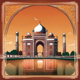 New Delhi clipart - India Gate and Jama Masjid in India,  color vector clipart