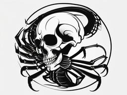 Scorpion Skull Tattoo - Embrace the edgy and dark side of tattoo art with a scorpion design incorporating a skull.  simple vector color tattoo,minimal,white background