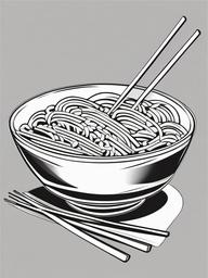 Food Coloring Pages - Bowl of ramen with chopsticks  simple coloring pages