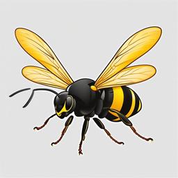 Bug clipart - Wasp flying with its wings spread.  vector style illustration, white background