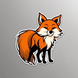 Fox Sticker - A clever fox with a bushy tail. ,vector color sticker art,minimal