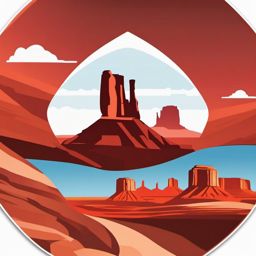 Monument Valley sticker- Iconic red sandstone buttes on the Arizona-Utah border, , sticker vector art, minimalist design