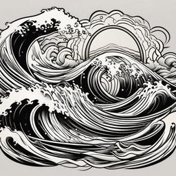 wave tattoo american traditional  simple vector tattoo design