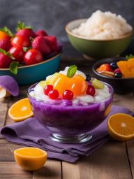 filipino halo-halo delight - a colorful and indulgent dessert with shaved ice, fruits, and jellies. 