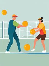 Pickleball clipart - pickleball practice session with a coach  color,minimalist,vector clipart